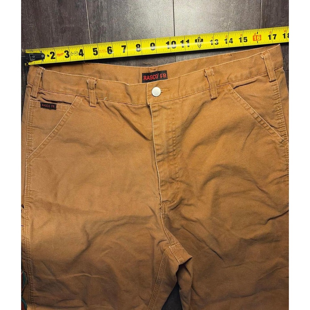 Rasco FR Carpenter Pants Mens 38x32 Brown Duck Flame Resistant Workwear CBF1215 - Picture 8 of 9